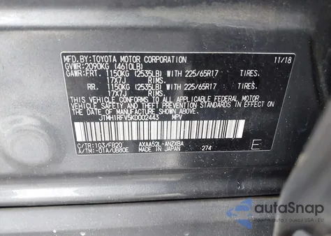 2019 Toyota Rav4 Le from USA, damaged, VIN JTMH1RFV5KD002443